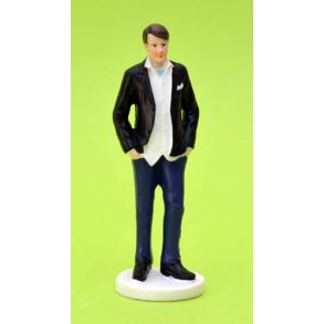 10 cm konfirmand - mrk hr - dreng med bl bukser