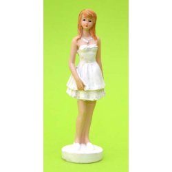 10 cm konfirmand - lyst hr - pige med kort kjole 