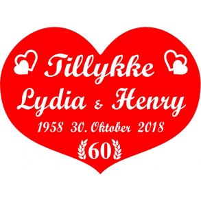 60 år - Hjerte til diamantbryllup -Fix og færdig