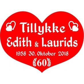 60 år - Hjerte til diamantbryllup -Fix og færdig