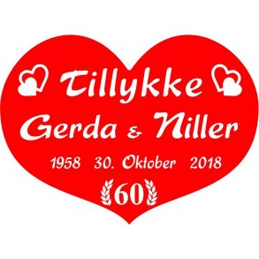 60 år - Hjerte til diamantbryllup -Fix og færdig