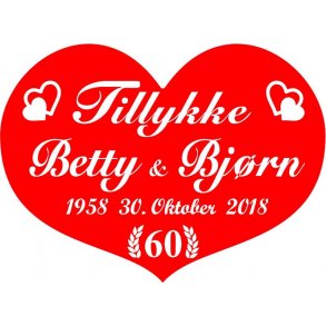 60 år - Hjerte til diamantbryllup -Fix og færdig