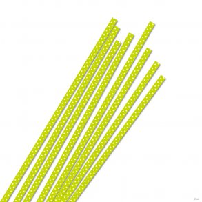  3 mm Quilling Strimler - 100 stk. - Lime/white Dots - Lime med hvide prikker