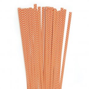  5 mm Quilling Strimler - 80 stk. - Orange/White Dots - Orange med hvide prikker