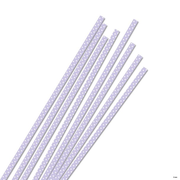  5 mm Quilling Strimler - 80 Stk. - Lilac/White Dots - Lilla med hvide prikker