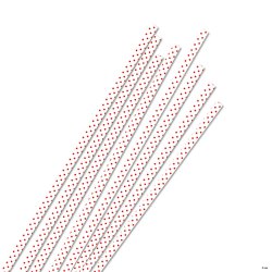  3 mm Quilling Strimler - 100 stk. - Hvid med rde prikker