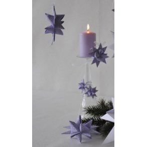 25 mm Stjernestrimler - 20 stk - Lilac Leaf Pattern - Lilla Blad Design