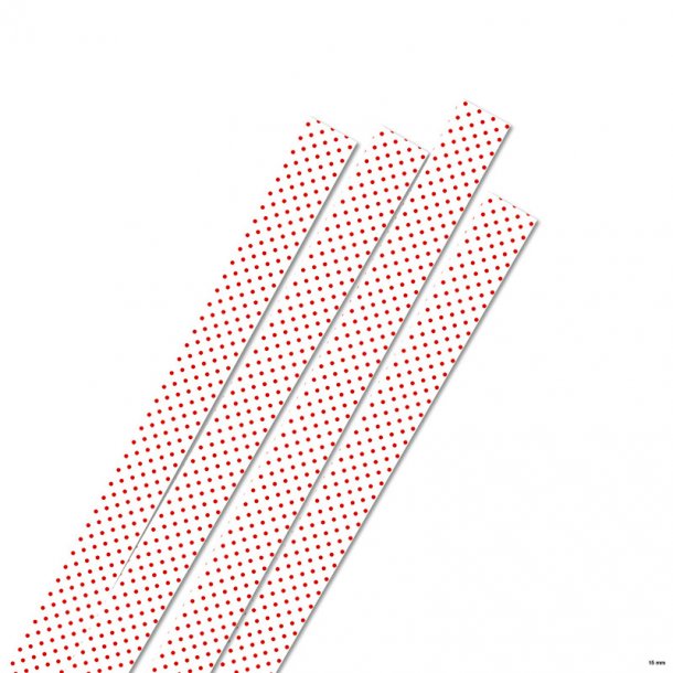 15 mm Stjernestrimler - 40 stk - Hvid med rde prikker