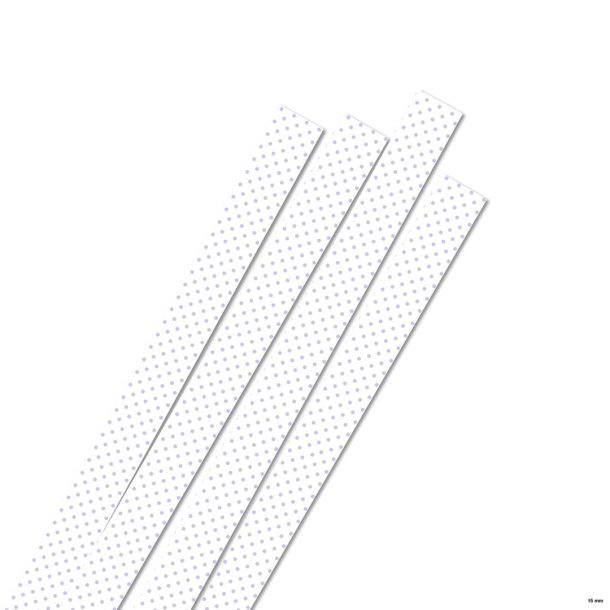 15 mm Stjernestrimler - 40 stk. - White/Lilac Dots - Hvide med lilla prikker