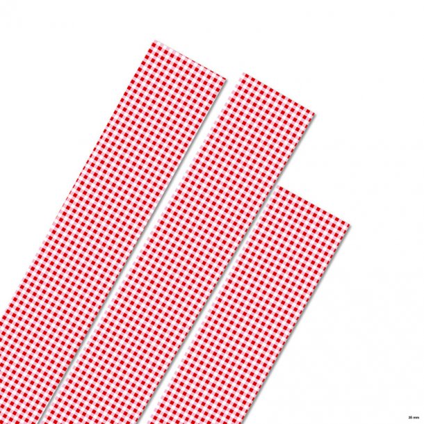 35 mm Stjernestrimler - 12 stk - Red Checkert - Hvid med rde tern