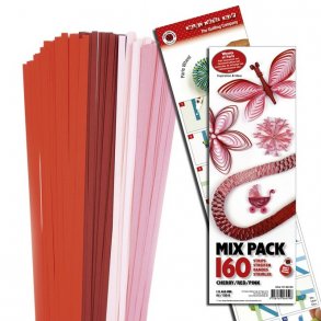  5 mm Quilling Strimler - Mix Pack 160 stk - Cherry/Red/Pink/Light Red