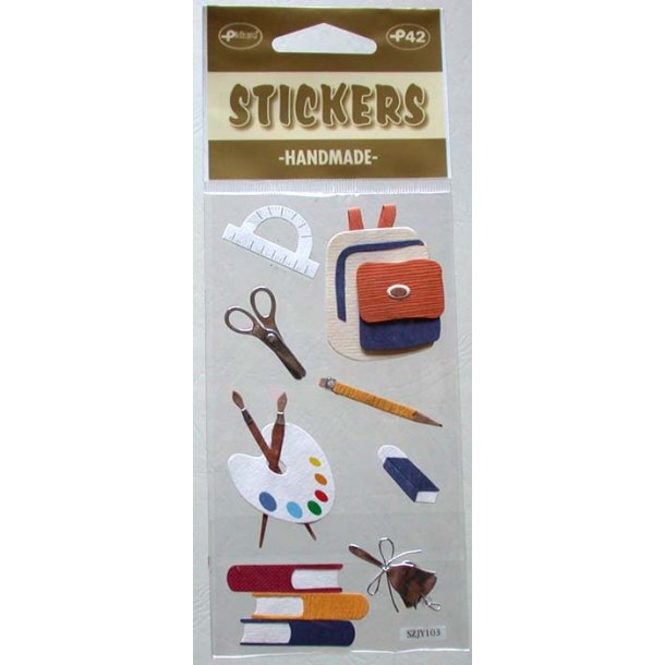 H&aring;ndlavet Stickers - Skole ting