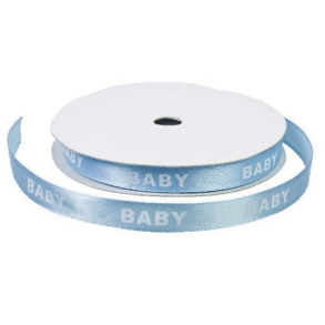 9 mm Satinbnd med BABY - Bl 9 m