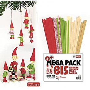 Quilling Strimler til 24 Nisser - Mega Pack 815 strimler - Nisse Mix