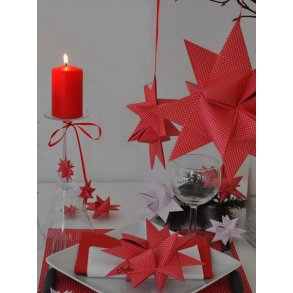 50 mm Stjernestrimler - 8 stk - rd med hvide prikker